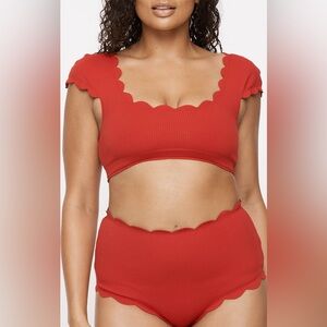 Marysia Swim Scalloped Mexico Top & Santa Monica Bottoms Large